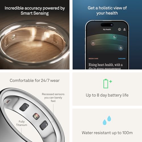 Smart Ring 4 - Silver - Size 8 | Health Tracker with 8 Days Battery Life