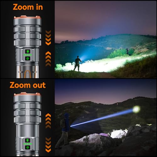 LED Flashlights High Lumens Rechargeable, 90000 High Lumens Super Bright Flashlight Camping with 11 Modes & Waterproof, Powerful Handheld Flashlight for Camping Emergencies, Outdoor, Hiking, Working