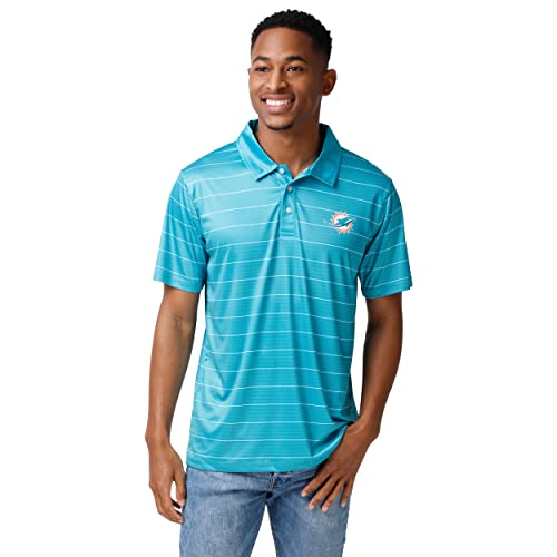 Miami Dolphins Striped Polyester Polo Shirt - X-Large