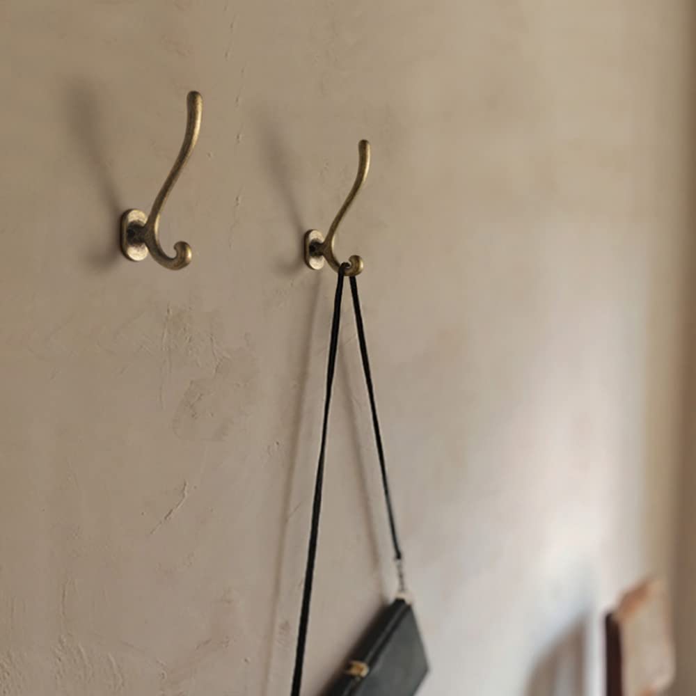 Goo-Ki Vintage Retro Antique Brass Zinc Alloy Coat Hooks - Affordable Luxury Coat Hoooks Hardware for Bedroom, Kitchen, 12 Pack