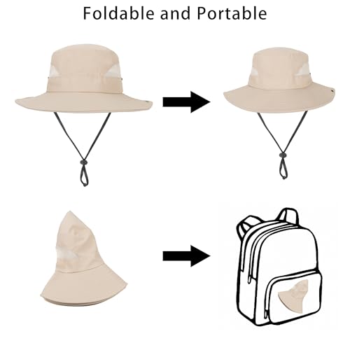 Kids Sun Hat for 5-10 Years - Breathable Outdoor Fishing Hat - Beige