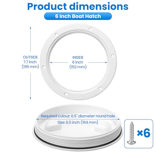 TOKCKYBL White 6In Boat Hatch - Premium ABS Round Non-Slip Inspection Cover