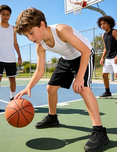 Boys Quick Dry Mesh Athletic Shorts - Black, 7-8 Years