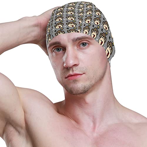 Unisex Swimming Cap with Funny Monkey Cartoon Pattern - 10x7.87 Inch