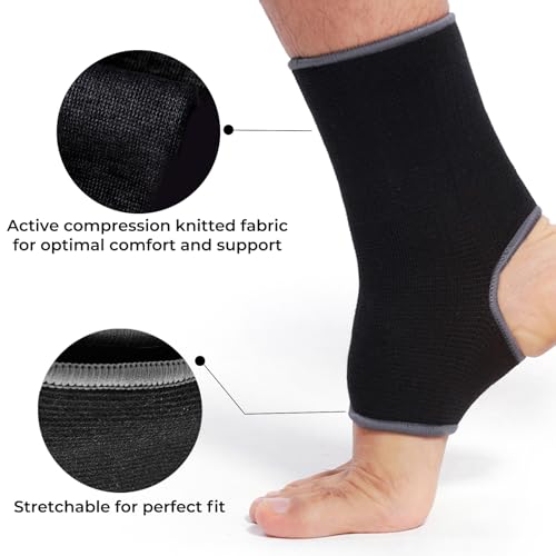 Ankle Support Sleeve - Open Heel, Breathable Compression - Black, Size M, 1 Unit