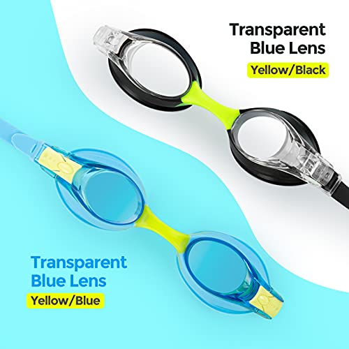 Kids Swim Goggles - Anti-Fog, No Leak, Clear Vision - Blue + Black