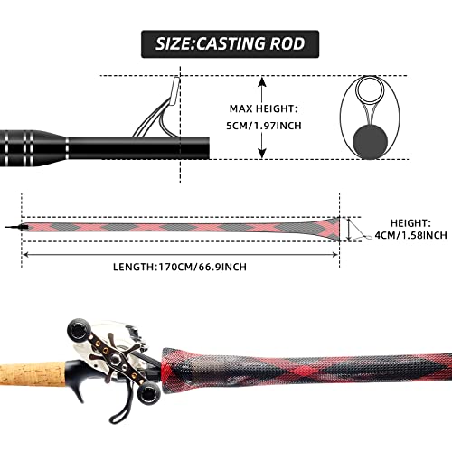 Fishing Rod Socks - Pole Sleeve Cover Protector Gloves - Black-Red - 2PCS