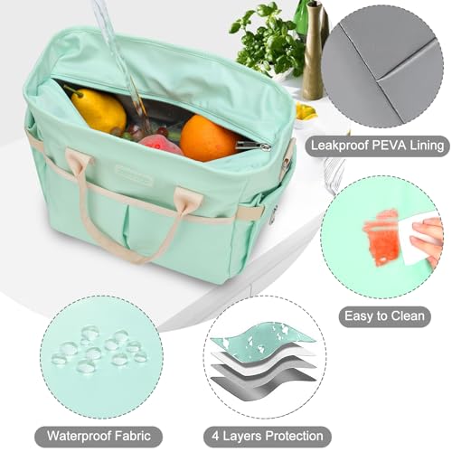 MAXTOP Insulated Lunch Bag for Women Large Green - Leakproof Cooler with Wide-Open Pocket, Removable Shoulder Strap