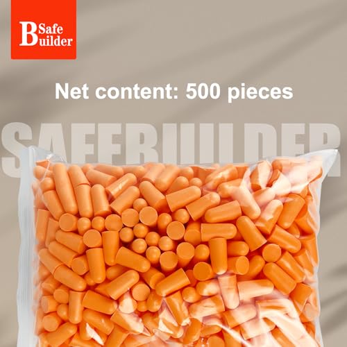 SNR 38dB Ear Plugs 500pcs Foam Earplugs Soft Disposable Ear Protection for Workers,Sleeping,Outdoor,Factory Hearing Protection NRR 32dB (500pcs Ear Plugs)