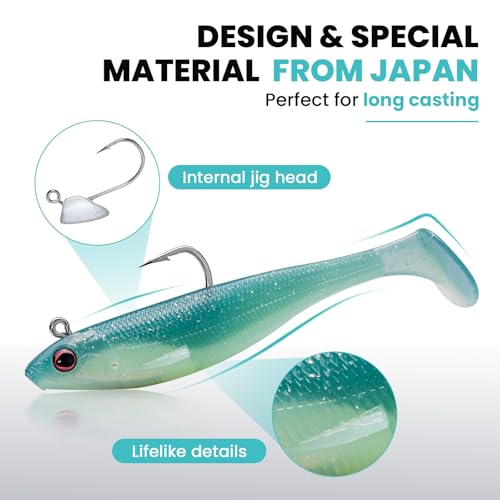 Soft Fishing Lures with BKK Hooks - Trembly Sinking Swimbaits for Bass & Trout