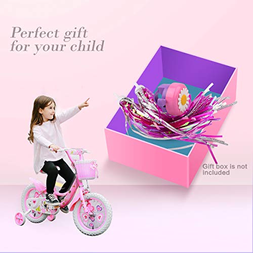 Kids Bicycle Bell & Streamers Set - Pink Bell + Shiny Pink Tassels