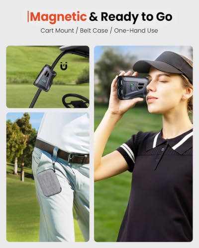 Golf Rangefinder with Slope - 1700 Yards, Vibration Lock, 7X Magnification - Black & Grey