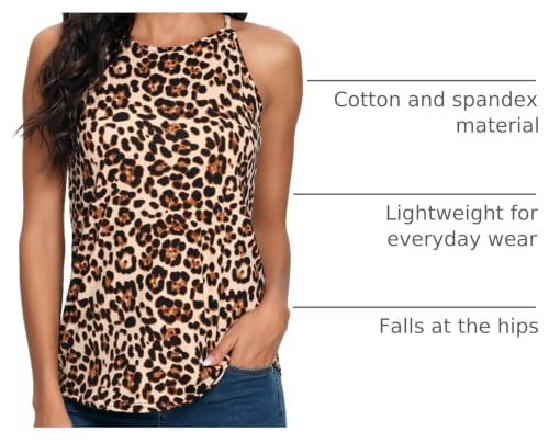 LouKeith Leopard Print Tank Top for Women - Small Sleeveless Cotton Summer Vest