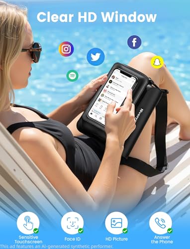 Niveaya Black & Black IPX8 Waterproof Floating Fanny Pack for Phone & Passport