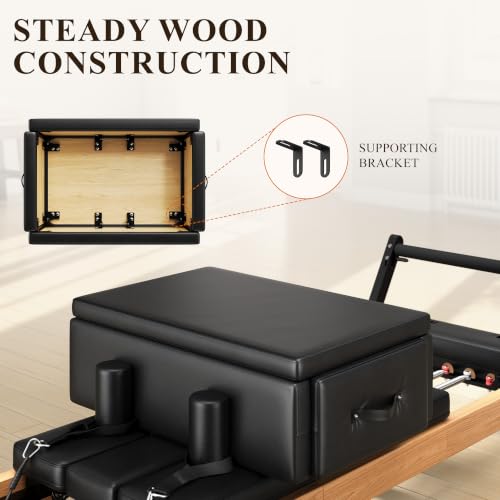 Pilates Box for Reformer - 400 lbs Capacity, Solid Wood & Steel
