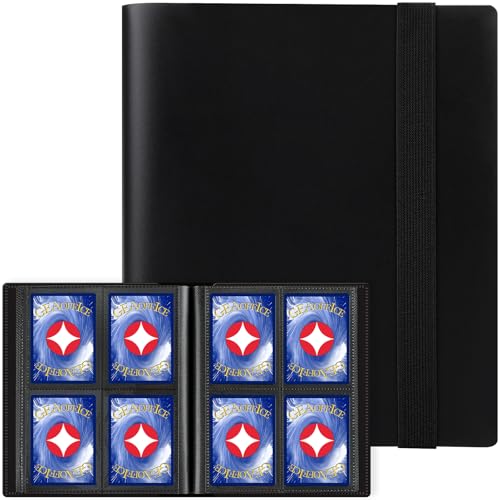 4 Pocket Trading Card Binder - Side Loading, Acid-Free, Black