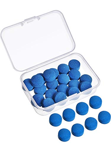 30 Pcs 13mm Blue Billiard Pool Cue Tips with Storage Box