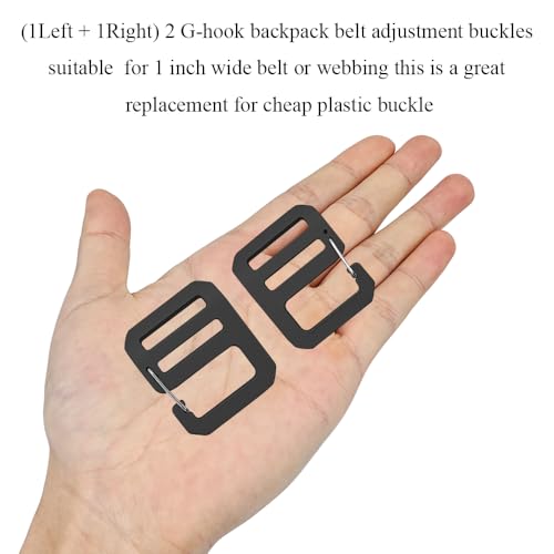 G Hook Buckles - Tactical Adjustable Webbing Clip 1 Inch - Black