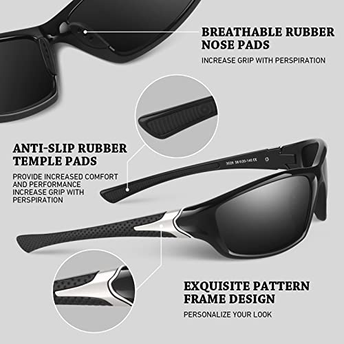 Polarized Sports Sunglasses - Lightweight Black Frame/Smoke Lens