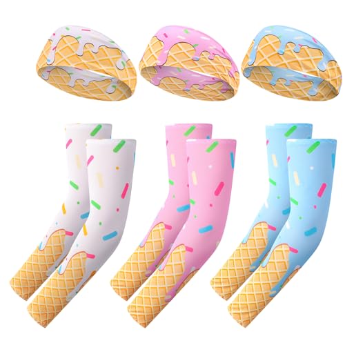 Ice Cream Headbands & Arm Sleeves Set - Pink, White, Blue