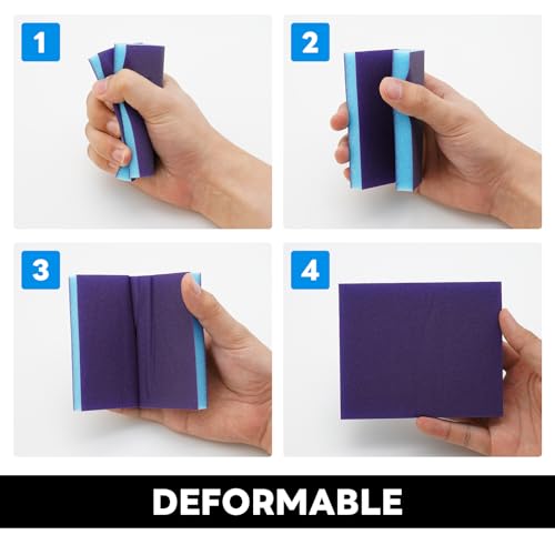 12 Pack 220 Grit Sanding Sponge, Wet Dry Sanding Block Sandpaper Sponge, Washable & Reusable Sanding Pads Soft Foam Sand Block for Metal Wood Drywall Furniture Polishing