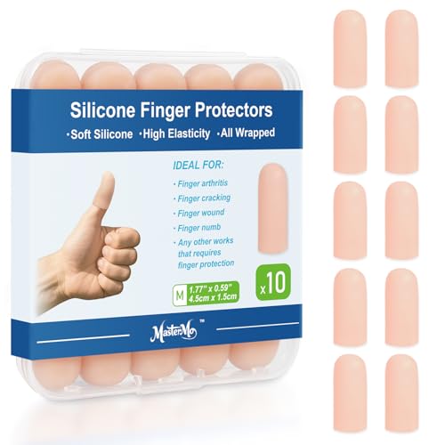 Silicone Finger Cots Protectors - 10 Pack, Nude