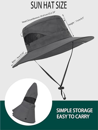 Wide Brim Sun Hat for Men & Women - Medium Dark Grey