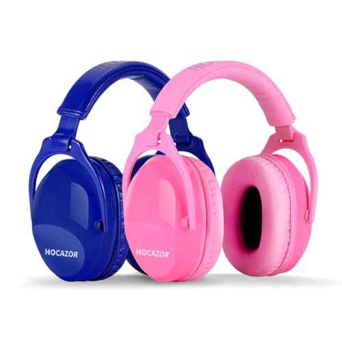 2 Pack HZ015 Kids Ear Protection Safety Earmuffs Durable Noise Cancelling Headphones, full pink+navy blue