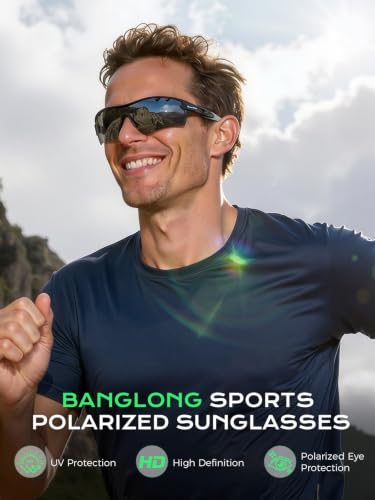 Polarized Sports Sunglasses with 5 Interchangeable Lenses - Black+Gray