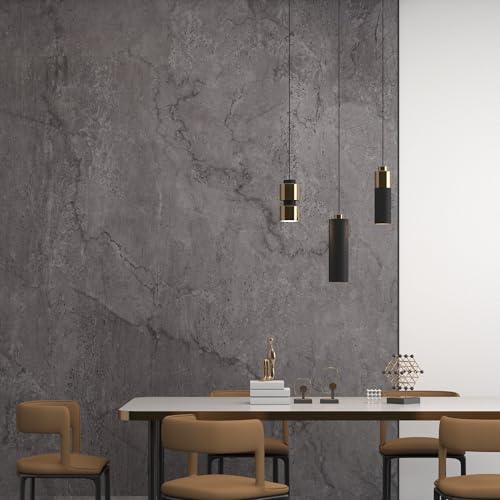 JSEVEM 16"¡¿118" Air Guide Design Extra Thick Grey Light Purple Marble Concrete Wallpaper Peel and Stick Industrial Modern Style Waterproof Gray Marble Concrete Contact Paper Vinyl Sticker for Bedroom