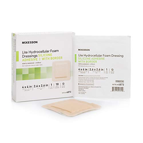 McKesson Lite Hydrocellular Foam Dressings, Border, 4 x 4 in, 10 Pack