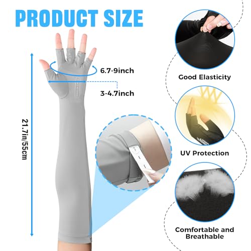 Large Black UV Protection Gloves - Non Slip Sunblock Gloves for Outdoor Fishing & Driving