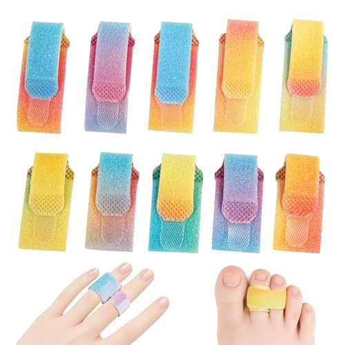 10 Pcs Rainbow Color Buddy Tape Finger Straps - Washable Splint