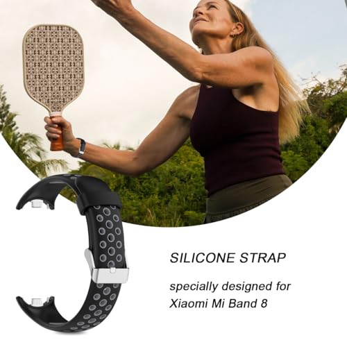 Silicone Replacement Strap for Xiaomi Mi Band 8 - Gray & Black