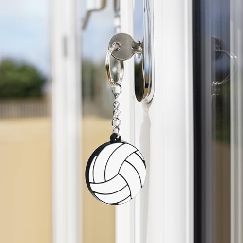 Volleyball Keychain Set - 10 Pcs PVC Key Chains with Metal Ring