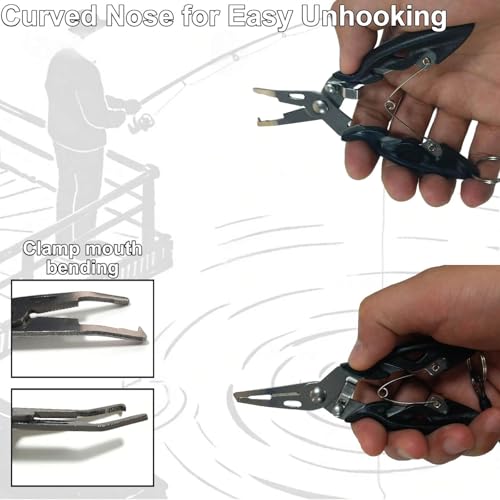5-Inch Fishing Pliers Multitool with Hook Remover, Line Cutter & Safety Lanyard
