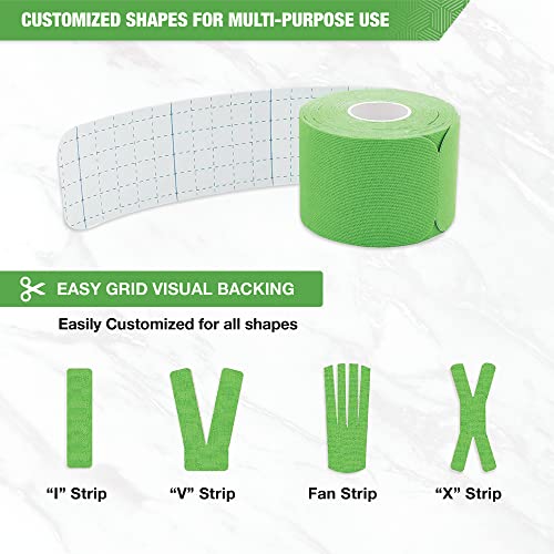Kinesiology Tape - Pre-Cut Elastic Cotton Sports Tape, Lime Green