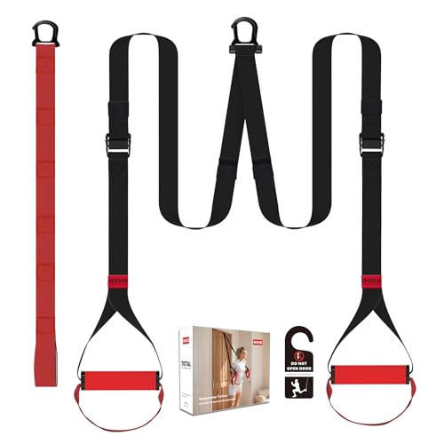 Portable Suspension Straps with Built-in Door Anchor for Bodyweight Workouts