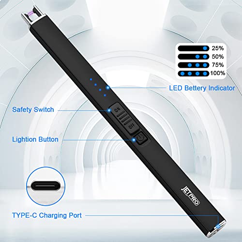 Electric Arc Windproof Lighter - Flameless USB Rechargeable Black