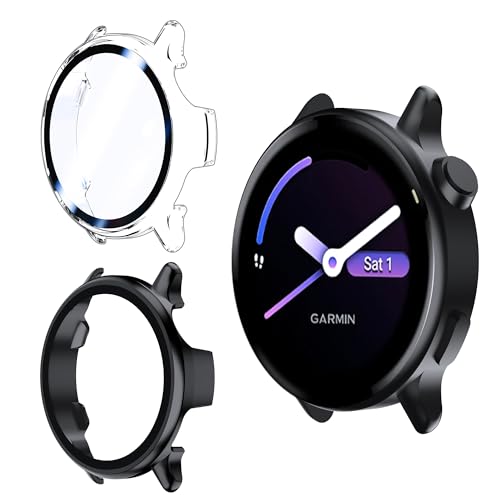 Hard PC Case for Vivoactive 6 with Tempered Glass Screen Protector - Clear