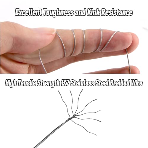 60LB Fishing Leader Wire - 32.8ft Stainless Steel with 20 Crimps