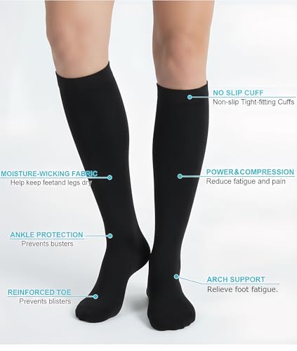 Compression Socks for Women & Men - Knee High Support Socks - Small-Medium / Black