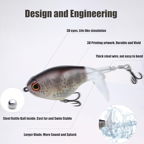 EXAURAFELIS 3.74" 0.56oz Topwater Bass & Pike Popper Lure with Tackle Box