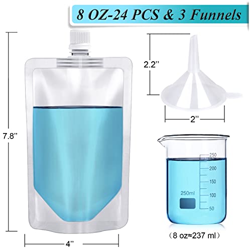 24 Pack Reusable Plastic Flasks - 8 Oz Leak-Proof Drink Pouches