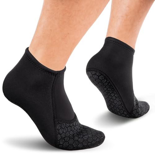 3mm Neoprene Water Socks - Grey, Medium - Non-Slip Diving Socks