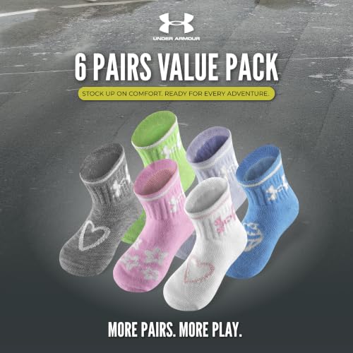 Under Armour Girls Multi Pack Quarter Socks - Stellar Pink 4-6 Size