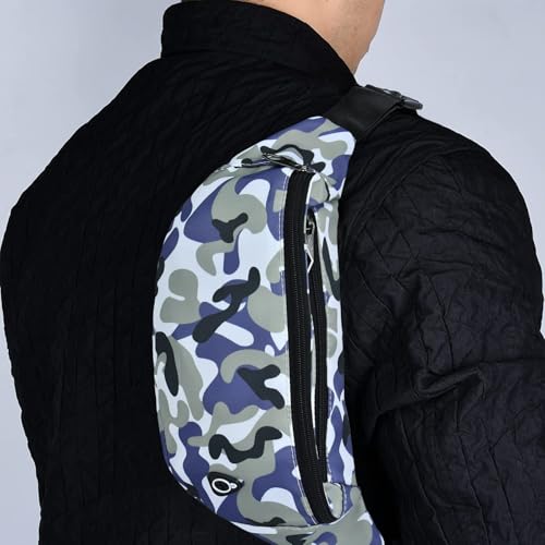 Water-Repellent Fanny Pack for Men & Women - Blue Camo