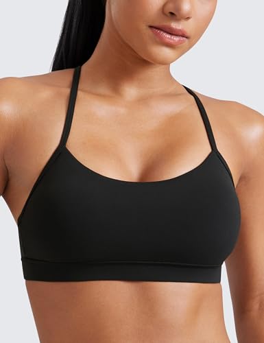 Light Support Y Back Sports Bra for Women - Soft, Scoop Neck, Removable Pads