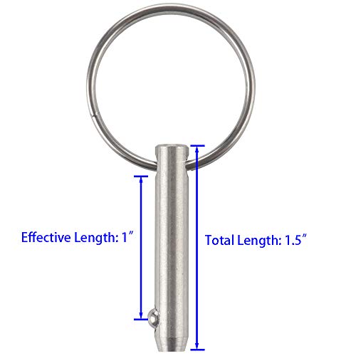 2 Pcs Quick Release Pin - 1/4" Diameter, 1" Usable Length
