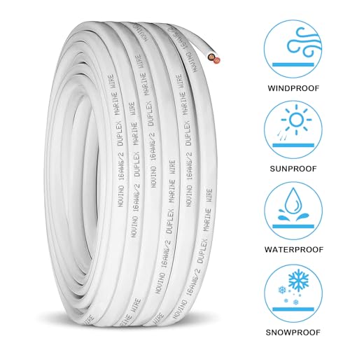 50ft NOVINO 16 AWG Marine Grade Duplex Copper Wire, Tinned, Heavy Duty